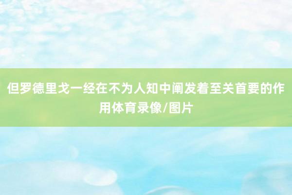 但罗德里戈一经在不为人知中阐发着至关首要的作用体育录像/图片