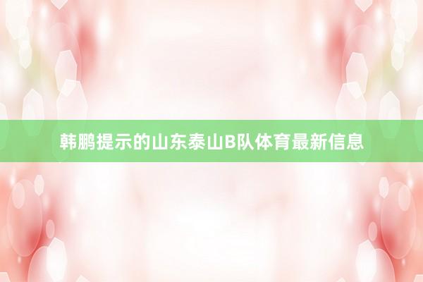 韩鹏提示的山东泰山B队体育最新信息