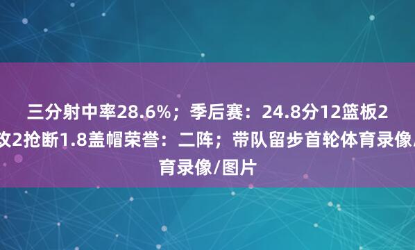 三分射中率28.6%；季后赛：24.8分12篮板2.8助攻2抢断1.8盖帽荣誉：二阵；带队留步首轮体育录像/图片