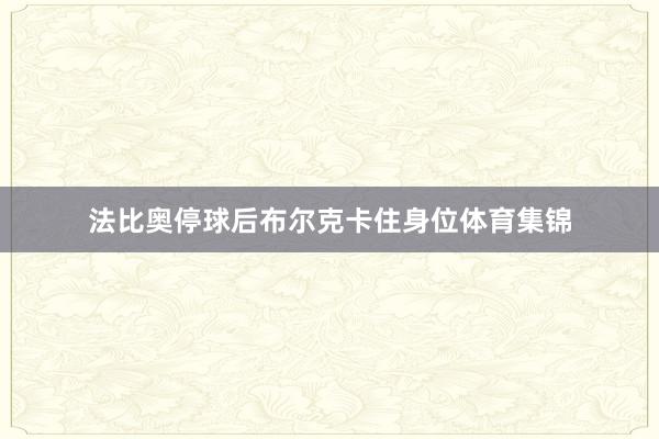 法比奥停球后布尔克卡住身位体育集锦