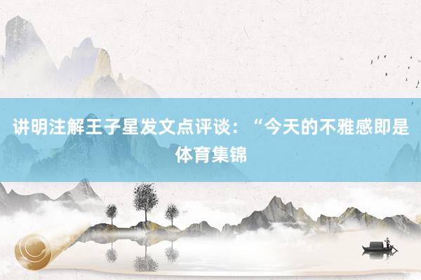 讲明注解王子星发文点评谈:“今天的不雅感即是体育集锦