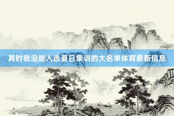 其时我没能入选夏日集训的大名单体育最新信息