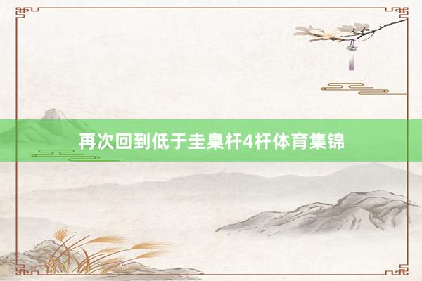 再次回到低于圭臬杆4杆体育集锦