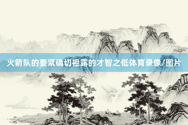火箭队的要紧确切袒露的才智之低体育录像/图片